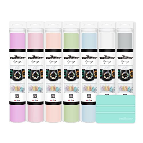 TECKWRAP 001 Vinyl Permanent Adhesive Vinyl Bundle Matt Adhesive Craft Vinyl Bundle 30.5 cm x 91.4 cm / Rolls for Craft Cutters, Sign Plotters (Pastel Bundles)