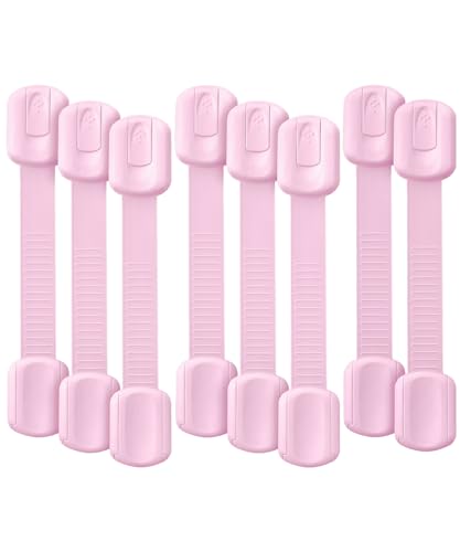 Image of Bates- Child Safety Strap Locks, 8 Pack, Pink, Child Locks for Cabinets and Drawers