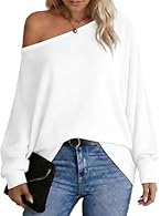 Features: Off the shoulder tops for women, Batwing Top, Pullover Tops, Pure color, off the shoulder tops, Batwing long sleeve, Soft fabric, Knit texture, oversized sweater, Stitched details down the mid-line. The casual knitted jumper design can acco...