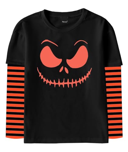 Image of Remimi Unisex Kids Christmas Long Sleeve Shirt Xmas Print Stripe Shirts 2-12 Years