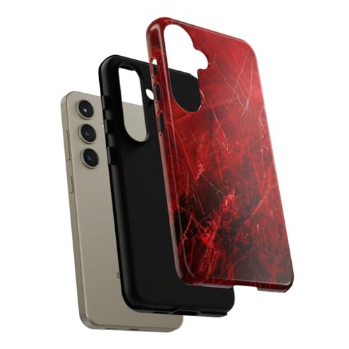 Coque Samsung S24 marbre rouge rigide brillante et ajustée