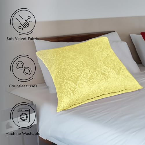 Image of Encasa XO Velvet Cushion Covers, No Inserts, Set of 2, Pale Lime