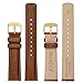 WOCCI 16mm Watch Band for Men and Women, Genuine Leather - Top Grain Leather, Quick Release Strap, Golden Buckle (Golden Brown)