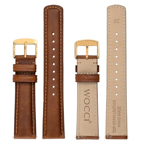 WOCCI Quick Release Watch Band, Distressed Genuine Leather, Stainless Steel Buckle, Strap Width 18mm 19mm 20mm 22mm 24mm - Image 4