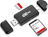 SD Card Reader, Micro SD/TF Compact Flash Card Reader with 3 in 1 USB Type C/Micro USB Male Adapter and OTG Function Portable Memory Card Reader for & PC & Laptop & Smart Phones & Tablets (USB 2.0)