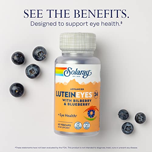 Image of SOLARAY Advanced Lutein Eyes 24 mg - Lutein and Zeaxanthin Supplements - Eye Health Support with Blueberry and Bilberry Extract - Vegan, 60-Day Guarantee, Lab Verified - 60 Servings, 60 VegCaps