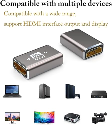 Image of 8K HDMI Female to Female Coupler Extension Extender hdmi Coupler, Support 3D 4K 8K PC TV Projector (Adapter)