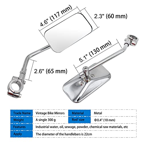 Xifowe Vintage Bike Mirror Metal Bicycle Mirrors For Handlebars Rearview Mirror Cruiser Bike Mirror Electric Bike Mirror Side Mirror Galvanized Steel Frame For The Retro Bike Parts #TOP1