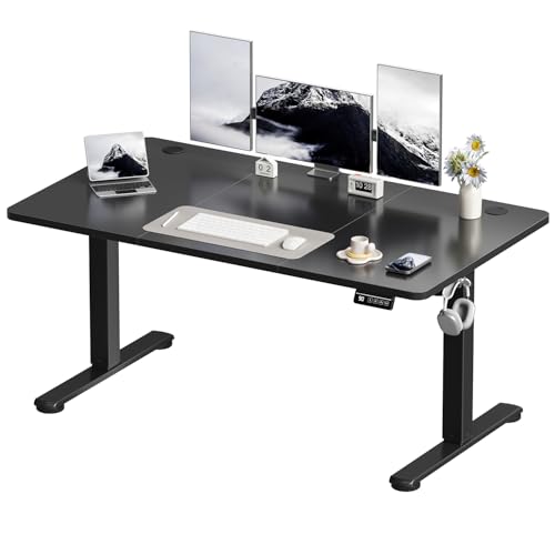 Devoko Elektrisch Höhenverstellbarer Schreibtisch 140 x 60cm, Stabiler Schreibtisch Höhenverstellbar Tisch, Steh-Sitz Bürotisch, Computertisch mit Memory-Funktion, Stehpult, Standing Desk, Schwarz