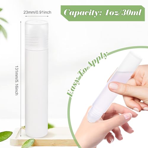 Cositina 20 Pack 1oz/30ml Plastic Translucent Roll On Bottles Refillable Travel Sample Roller Vials with Plastic Roller Ball for Fragrance Essential Oil Perfume DIY Deodorant2
