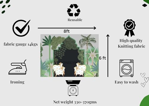 Image of zeonely mart pichwai Backdrop Cloth for Decoration| varalakshmi Pooja backdrops Cloths | Backdrop Cloth for Decoration Pooja| Cow Backdrops Cloth for Decorations (8FT-6 FT) Black Colour