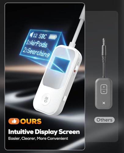 image for Nulaxy 2-in-1 Bluetooth Transmitter Receiver with Screen [Shows Batter