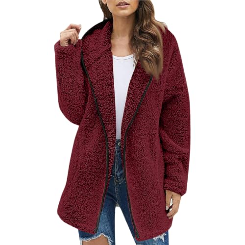 Sherpa Jacket Women Shearling Plush Oversized Winter Zip Up Long Coat - image 1