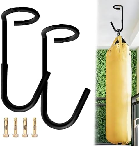 Vehookin 2pcs 9.45in Garage Hooks Heavy Duty 330 LBS Steel Garage Hanging Hooks Anti-Slip Coating for Hanging Ladder, Bikes, Fitness Sand Bags, Garden Carts, Wall and Garage Ceiling Hooks