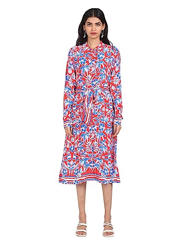 Image of Tommy Hilfiger Women's 59% ECOVERO, 41% Viscose A-Line Below The Knee Casual Dress