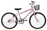 Bicicleta Aro 24 Feminina Mono Sem Marcha Com Cesta Saidx (Rosa)