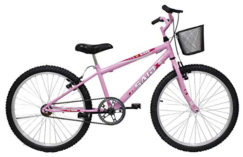 Bicicleta Aro 24 Feminina Mono Sem Marcha Com Cesta Saidx (Rosa)