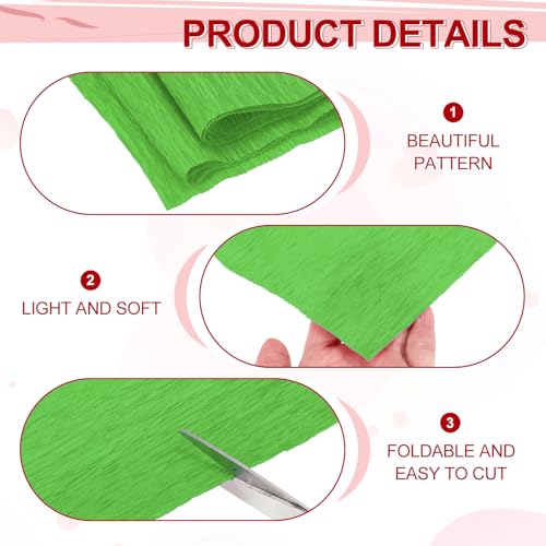 Image of MECCANIXITY Crepe Paper Roll 8.2ft Long 13 Inch Wide for Wedding Ceremony Various Large Festivals Decoration, Bright Green