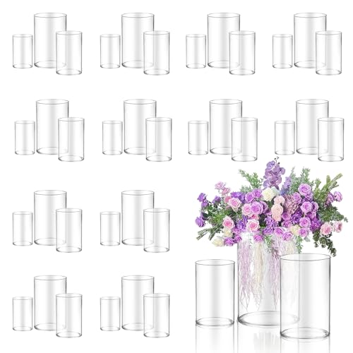 36pcs Glass Vase Cylinder for Centerpieces 4 4.7 6Inch Tall Small Flower Glass Clear Home Decor Centerpiece Table Flower Vase Decorations for WeddingHoliday