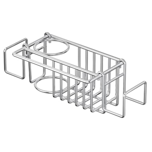 Soporte para esponja, estante de acero inoxidable, organizador montado en la pared, marco sin taladro, 15 x 10 cm, tamaño compacto para organización de utensilios, limpieza, baño, mostrador, ducha
