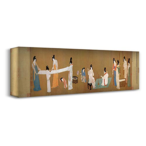 Court Ladies Preparing Newly Woven Silk 24x12 Gallery Wrapped Stretched Canvas Art by Emperor Huizong