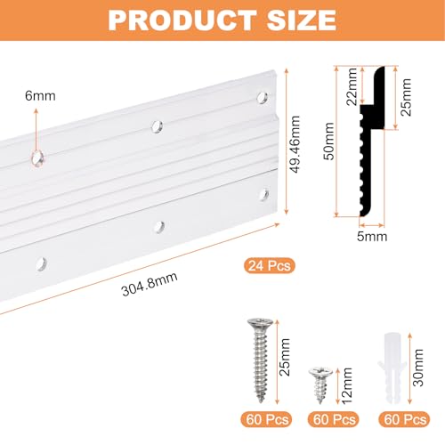 Image of uxcell French Cleat Picture Hanger 12 Inch, 1 Set Aluminum Z Clip Interlocking Wall Mounting Bracket Mirror Hanging Hardware Frame Hanger Silver Tone