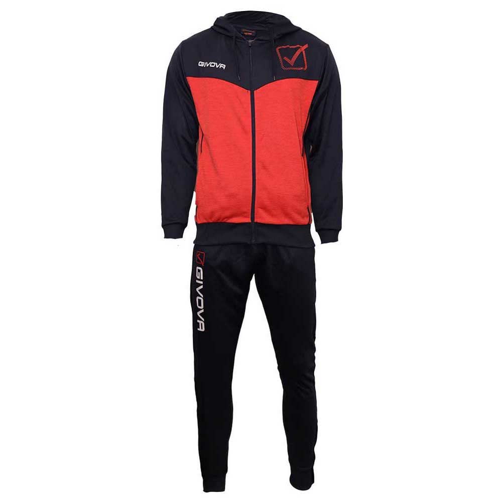 Givova MELANGE VISA POLARFLEECE Hooded Tracksuit Blue/Red MELANGE Size M