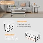 WOHOMO Coffee Table, White Modern Coffee Tables for Living Room, Detachable 2 Small Coffee Tables, Faux White Marble - Image 5