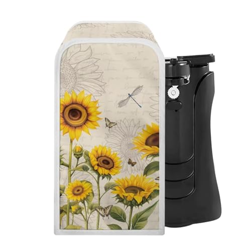 NETILGEN Can Opener Cover Kitchen Electric Appliance Cover Stain Resistant Machine Washable Oil-Proof for Housewarming Home Kitchen Decoration Gift for Wife, Sunflower Dragonfly Retro