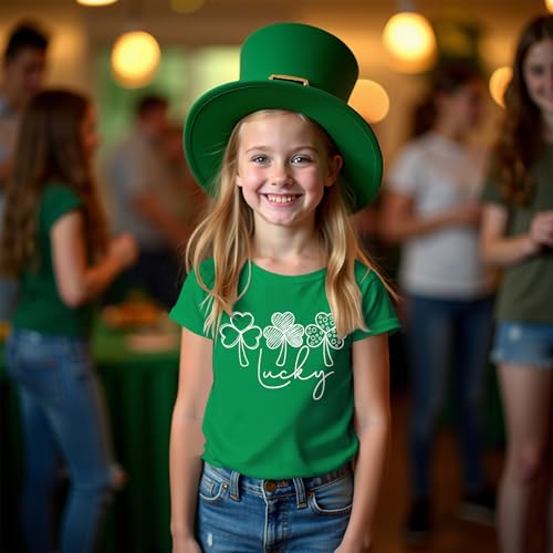 Image of CM C&M WODRO Boy Girl St. Patrick's Day T-Shirt Kid Lucky Clover Short Sleeve Shirt Funny Irish Shamrocks Tee Tops