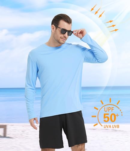 Kinglaman 4 Pack Men'S Long Sleeves Dry Fit Shirts, Upf 50+ Rash Guard Swim Spf Fishing Uv Sun Protection Shirts 1 Blue 1 Gray 1 Navy 1 Charcoal Large thumb #1