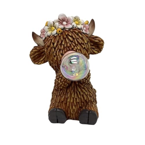 Manolyee Décoration d'Extérieur Vache,Figurine Lampe De Jardin en Résine Design Souffleur De Bulles - Statue De Vache,pour Porche, Anniversaire, Fête des...