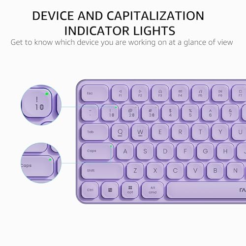 Image of Rapoo Multi-Device Keyboard and Mouse Combo, 2.4GHz /Bluetooth 5.0 /4.0 Wireless Keyboard & Mouse Set for Windows /Mac /Linux /Chrome, Support 4 Devices, Low-Profile Silent Click, Battery Powered, Purple