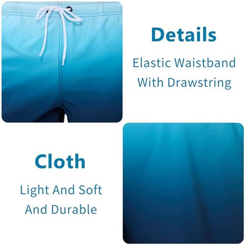 Mens Swimming Shorts Fashion Gradient Trunks for UK Men Quick Dry Beach Board Surf Shorts with Pockets Mesh Lining4
