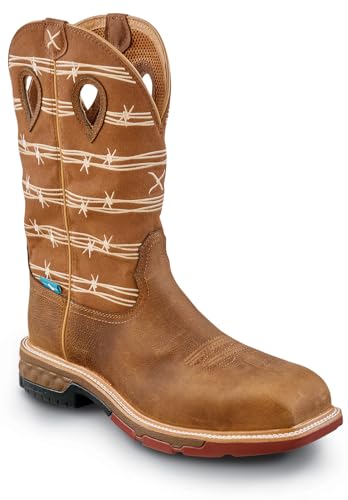 Twisted X , Men's, Brown, Comp Toe, EH, WP, Slip Resistant, Pull On Wellington (9.5 D)