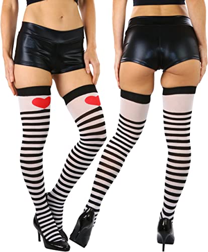 Image of ToBeInStyle Women's Opaque Hosiery Thin Striped Thigh High Long Stocking
