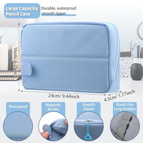 Image of Aesthetic School Supplies Cute Standing Pencil Case for Girls Student,Large Capacity Magnetic Flap Standable Pencil Pouch with Zipper,Back-to-school Gifts Big Stationery Travel Organizer for Adults