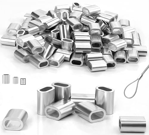 120 Morsetti Per Cavo Acciaio 3mm - Fermacavi In Alluminio, Per Stendibiancheria E Lavori Fai Da Te - Foto 6