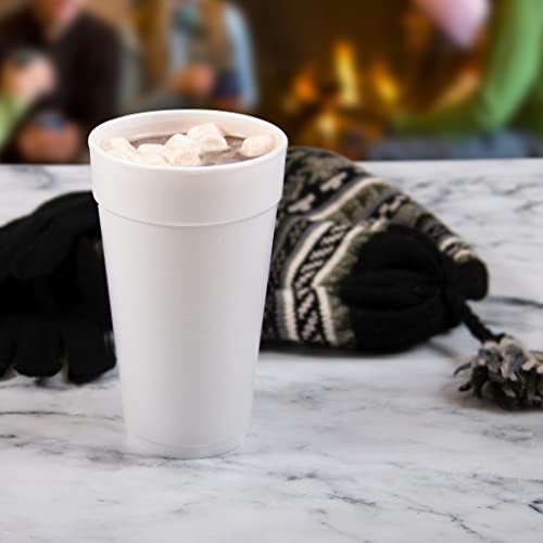 Dart 20J16 3.7" Top And 2.4" Bottom Diameter, 6.1" Height, 20 Oz Big Drink Foam Cup (Case Of 500), White #TOP2