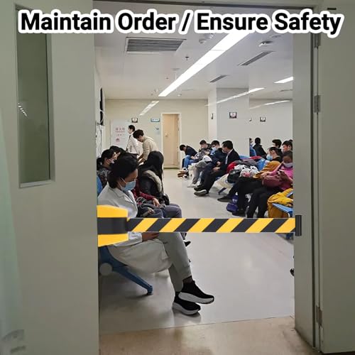 YUZINO 2Pcs Absperrband Ausziehbar 5 Meter, Absperrband Gelb Schwarz Mit ABS-Kunststoff-WandgehäUse, Wandmontiert Absperrung Ausziehbar Icherheitsabsperrung FüR Warteschlangen