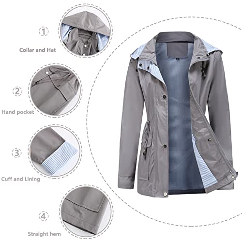 Insun Casaco feminino leve à prova de vento à prova de vento, jaqueta de chuva com capuz removível c