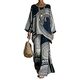 Gienslru Conjunto Lino Dos Piezas Mujer Verano Vestir Elegante Chandal Mangas Largas Boho Camiseta y Pantalons 2 Piezas Top Talla Grande Ropa Deportiva Cintura Alta Casa Vacaciones Playa Moda 2026