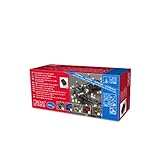 Konstsmide Microlight Lichterkette, verschweißt, mit 8 Funktionen, Steuergerät und Memoryfunktion, 180 blaue Birnen, 24V Außentrafo, schwarzes Kabel - 2084-400