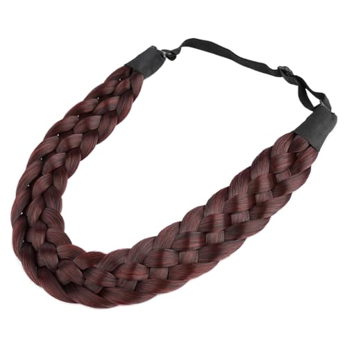 BOBIYA 5 Strand Synthetic Hair Braided Headband Classic Chunky Wide Plaited Braids Elastic Stretch Hairpiece for Women Girl (Plum Burg)