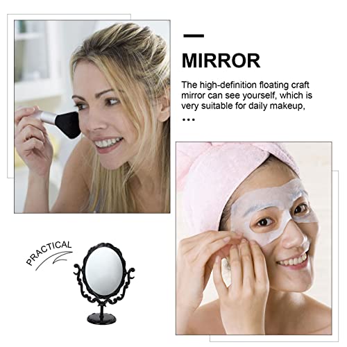Sherchpry Vintage Mirror Shaving Mirror, Vintage Makeup Mirror, Desktop Rotating Mirror, Stand Retro Rotary Cosmetic Mirror For Bathroom Bedroom (Black) Oval Mirror #TOP1