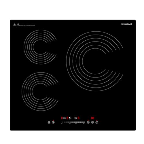 SIXHOME Placa de inducción 60 cm 3 zonas 7200 W con Booster, control táctil, temporizador, detección automática, bloqueo infantil, color negro SXHPI60N1