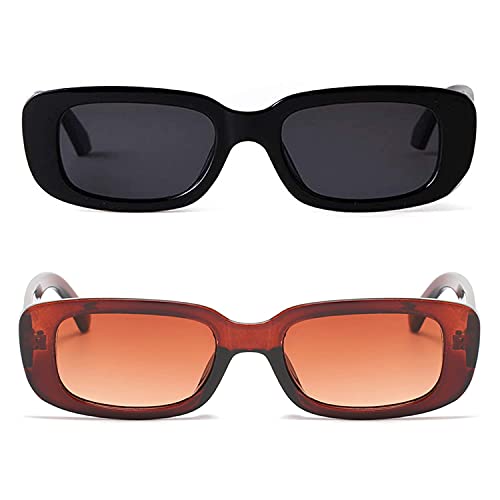 Image of Rectangle Sunglasses for Women Retro Driving Glasses 90's Vintage Fashion Narrow Square Frame UV400 Protection