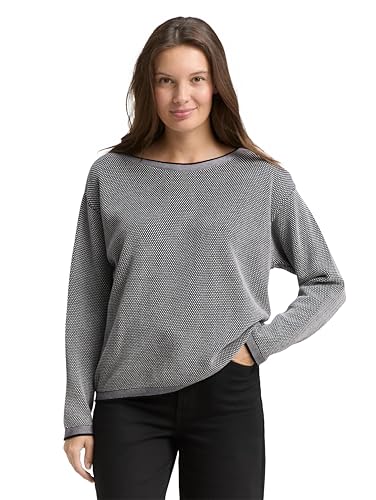 TOM TAILOR Damen Strickpullover aus Bio-Baumwolle 30582 - Navy Bubble...