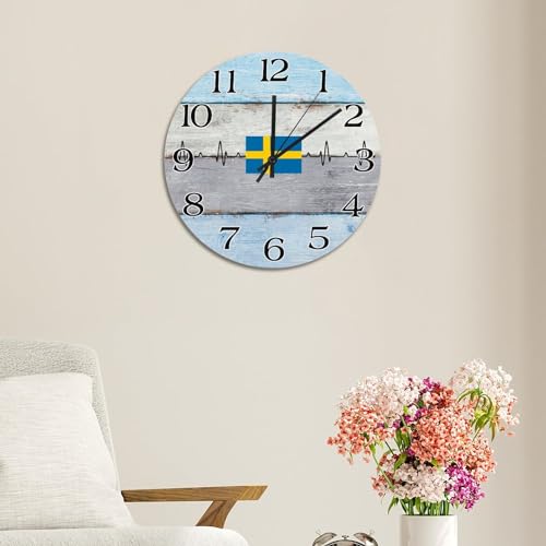 Horloge murale drapeau Suède grand format sans bruit - 6