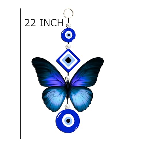 Image of Genxtra Blue Evil Eye Butterfly MDF Wall Hanging - Good Luck Charm for Housewarming, Diwali & Festive Decoration